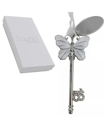 £11.95 • Buy Silver Plated With White Enamel 'Butterfly' Key - 18th Birthday Gift SP229818