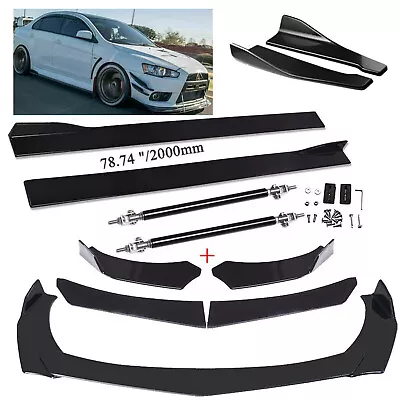 For Mitsubishi Lancer Evo X Car Front Bumper Lip Spoiler Splitter Body/Strut Rod • $59.99