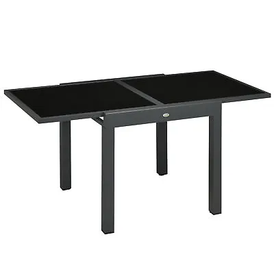 Outsunny Extendable Outdoor Dining Table Patio Table With Aluminium Frame Black • £139.99