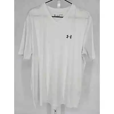 Under Armour Mens Sz XL Loose Fit Athletic T Shirt White V Neck • $16.20