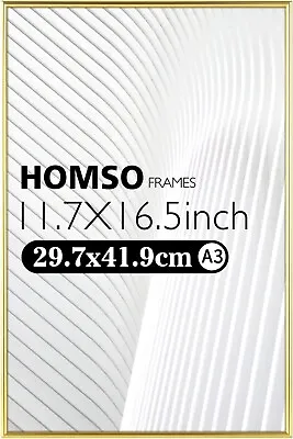 Homso A3 Poster Picture Frame In Gold 11.7X16.5 Metal Aluminum Frame With Cryst • $20.99