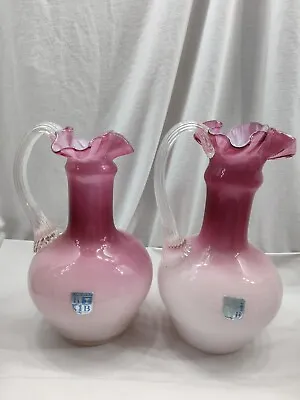 Pair Of Murano Italy Genuine Venetian Glass Pitchers By KB • $45.95