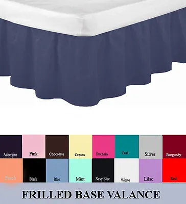 Luxury Plain Dyed Frilled Poly Cotton Platform Base Valance Sheets All Sizes • £8.95