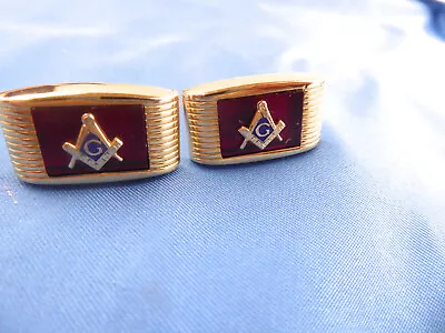 Anson Vintage Mason's Red Glass Masonic Men's Cufflinks • $30