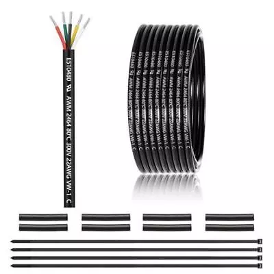 5 Conductor Electrical Wire 25ft Ul 2464 22 Awg 5 Wire Cable Tinned 22 Gauge • $30.99