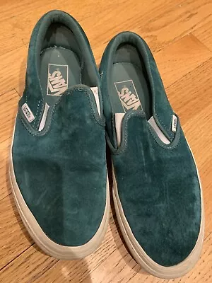 Vans- Green Suede Slip On Tennis Shoes- Women’s Size 8.5 • $40