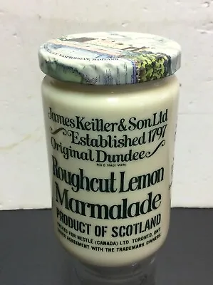 Vintage Dundee James Keiller & Son Roughcut Lemon Marmalade Jar Milk Glass 12oz • $14.58