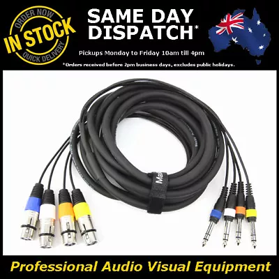 5-Metre 4-Way XLR Female To 1/4  Multicore Microphone Mic PA Cable Lead Cord 5M • £24.35