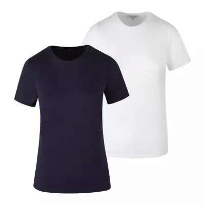 Womens English Fine Cottons Belle Classic Crew Plain T-Shirt - Made In England • £10.79