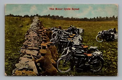 Postcard WWI Military Soldiers Of The Motor Cycle Squad W/Rifles VTG C1918  H15 • $9.74