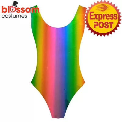 CA2967 Rainbow Unisex Stripes Leotard Suit 1980s Couple Costume Mardi Gras LGTBQ • $23.50