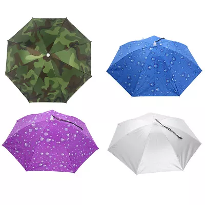 Umbrella Hat Foldable Outdoor Sun Shade Waterproof Camping Headwear Cap • $10.18