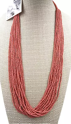 New Coral Seed Bead Necklace By Anthropologie NWT #N2397 • $15.49