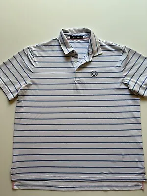 RLX Ralph Lauren Polo Shirt Mens XL White Striped Muirfield Village Golf Club • $25.99