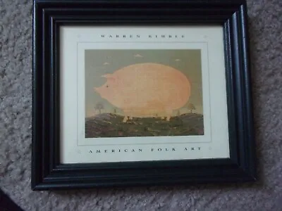 Framed Warren Kimble American Folk Art Pig Print • $11