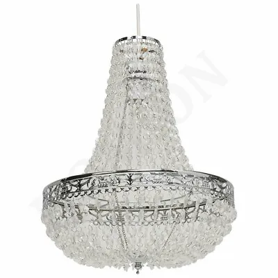 Chandelier Style Ceiling Light Shade Droplet Pendant Acrylic Crystal Bead Luxury • £36.65