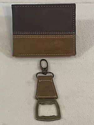 NEW Mens Mossy Oak Bifold Wallet Brass Keychain Bottle Opener Brown Faux Leather • $9.99