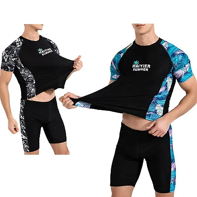 £8.39 • Buy T-shirt 2Pcs Men Bathing Suit For Pool Top And Shorts Set Swimming Training