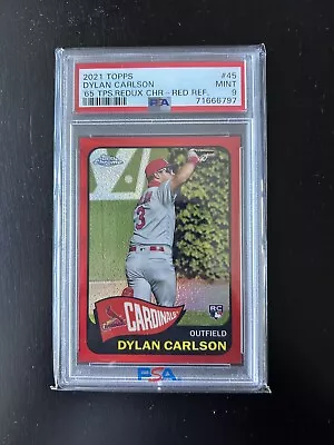 2021 Topps Dylan Carlson 1965 Topps Redux Chrome #45 Red  /70 Psa 9 Color Match • $39.99