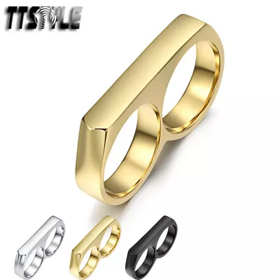 Quality TTstyle 316L Stainless Steel Double Finger Band US Ring Size 6-13 NEW • $19.99