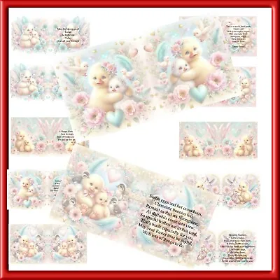 Easter  Chicks Ix 24 Inserts In 2 Sizes 6x6 &5x5(12 Blank 12 With Verse)feb 2024 • £7