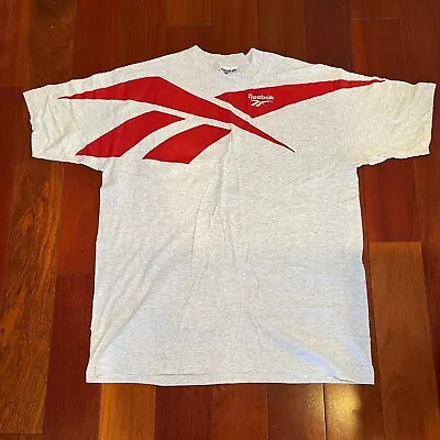 Vintage Single Stitch Reebok Grey With Red Logo T-Shirt Size 2XL XXL Deadstock • $29.99