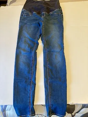 H&M MAMA Maternity Super Skinny ‘Over The Bump’ Full Panel Blue Stretch Jeans 8 • $2.99