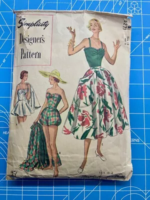 VTG 50s Simplicity Designer's Strapless Bathing Suit Skirt Sewing Pattern 8271 • $45