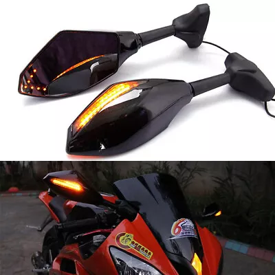 Motorcycle Rear View Side Mirror LED Turn Signal Light Lamp For Honda Kawasaki • $22.09