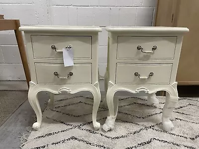 Gallery Direct Set Of 2 Chic Bedsides Mahogany Painted Vanilla White RRP998 • £400