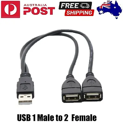 $7.99 • Buy Extension USB Male To 2 Female Cable Power Adapter Cord Splitter High Speed 2.0 