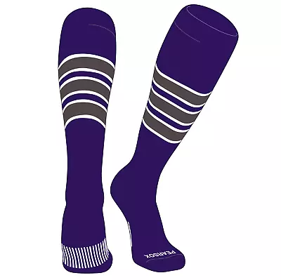 Striped OTC Baseball Softball Football Socks (C) Purple White Graphite • $15.99