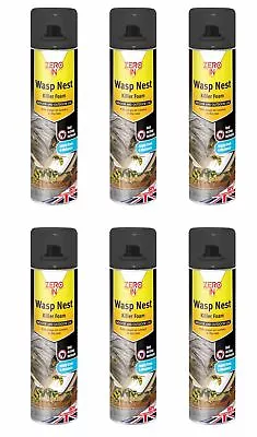 6 X Zero In Wasp Wasps Nest Foam Destroyer Killer Spray Pest Control 300ml • £31.99