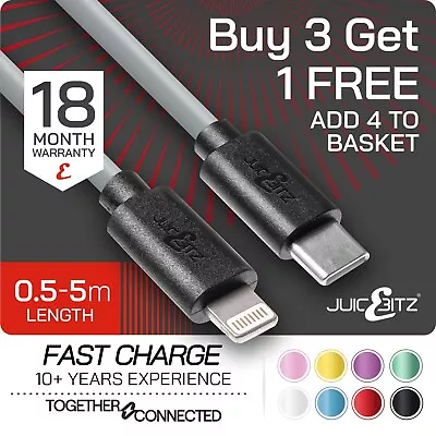 JuicEBitz® Fast Charger Sync USB Charging Cable For IPhone 14 13 12 11 SE XR XS • £10.99