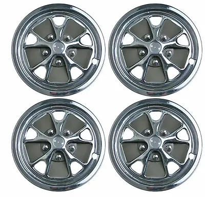 65 65 66 67 68 69 70 Ford Mustang Chrome Styled Steel 14  Wheel Hubcaps Set Of 4 • $239.95