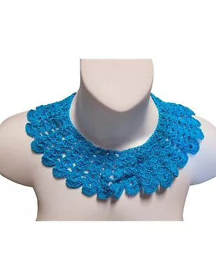 Vintage Beautiful Teal Crochet Collar Detachable Removable • $10