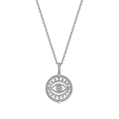 JUDITH RIPKA Little Jewels White Topaz Evil Eye Pendant Necklace Sterling Silver • $175