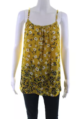 Cabi Womens Yellow Floral Leopard Print Scoop Neck Sleeveless Blouse Top Size M • $42.69