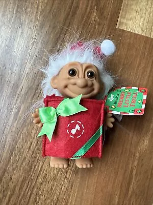 Vintage Russ Troll Christmas Present Musical Merry Little Troll RARE W/tag#18065 • $24