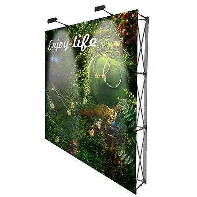 8x8ft Fabric Pop Up Display Stand Backdrop With Carrying Bag&2* Trade Show Light • $279.99