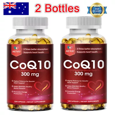 CoQ 10 Coenzyme Q10 300mg 2 X 120 Capsules Cardiovascular Heart Health MENXI • $39.99