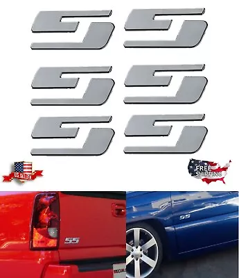 THREE- Chrome SS Emblems For Chevy Silverado GMC Sierra 7  X 1.6  BIG Badges • $30