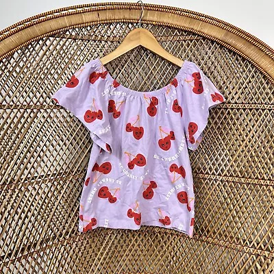$5 • Buy Mini Mango Top Size 6 Purple Cherry Print Girls