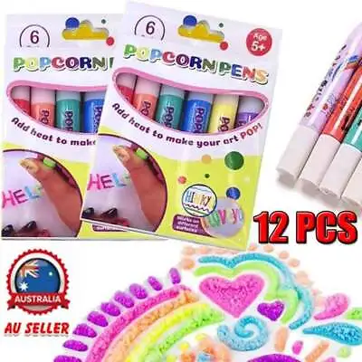 12Pc 3D Magic Popcorn Pens Puffy Paint Bubble Pen Kids Children 3D Art Pens Gift • $14.70