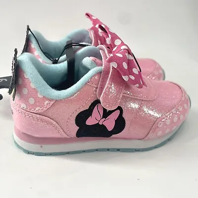 Disney Minnie Mouse Girls Toddler Tennis Shoes Size 9 T Pink Bow Sneakers • $24