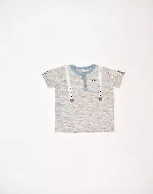 CALVIN KLEIN Baby Boys T-Shirt Top 18-24 Months Grey Cotton Classic UL03 • £9.90