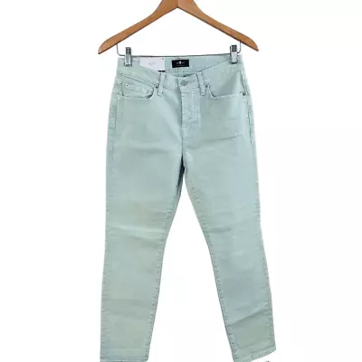 NWT 7 For All Mankind Josefina Jeans Slim Button Fly Mint Green Pastel Sz 25 • $73