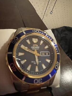 Orient Mako Gold XL 200m Diver Sport Men's Wrist Watch DAY DATE Limited • $97