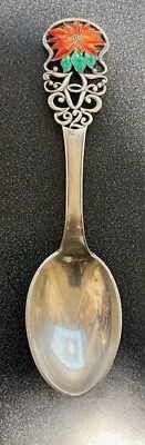 A. Michelsen 1925 Danish Enameled Poinsettia Christmas Sterling Spoon • $65