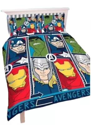 Official Marvel Avengers Reversible Single Duvet Set Quilt Bedding Pillowcase UK • £19.99